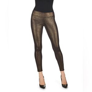 NWT new large me moi Metallic sheen shaping leggings Gold black tights